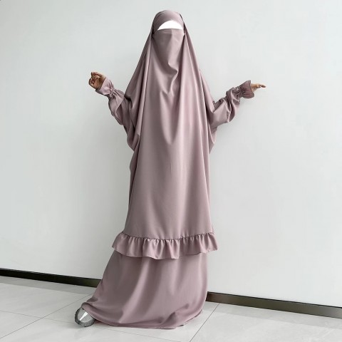 Jilbab Set 2 Pieces with Pockets for Women - Lightweight Islamic Modest Prayer Wear Nida 241019