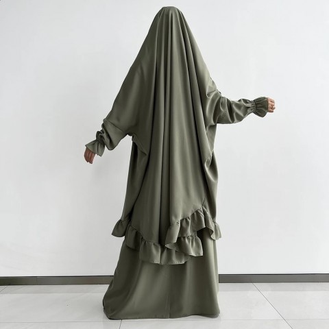 Jilbab Set 2 Pieces with Pockets for Women - Lightweight Islamic Modest Prayer Wear Nida 241019