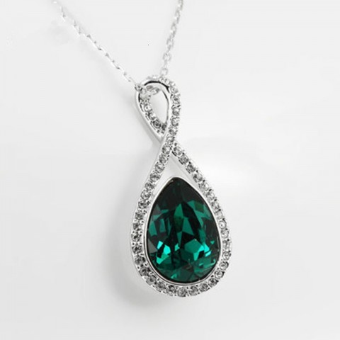 Designer Swarovski Angelic Pendant Necklace, Romantic Green Waterdrop Shape, Eternal Pearl-Shaped Number 8, Women's Fashion Accessory