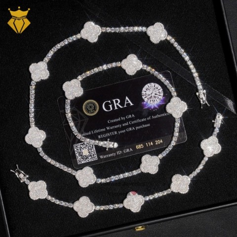 Pass Tester Fashion VVS Moissanite Twisted Chain Necklace, 18K Gold Plated, Unisex