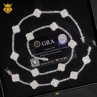 Pass Tester Fashion VVS Moissanite Twisted Chain Necklace, 18K Gold Plated, Unisex