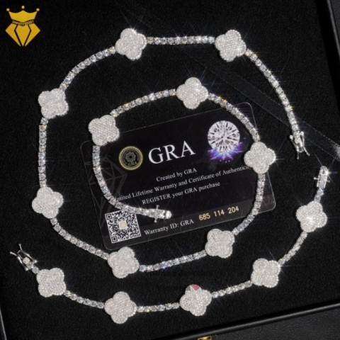Pass Tester Fashion VVS Moissanite Twisted Chain Necklace, 18K Gold Plated, Unisex