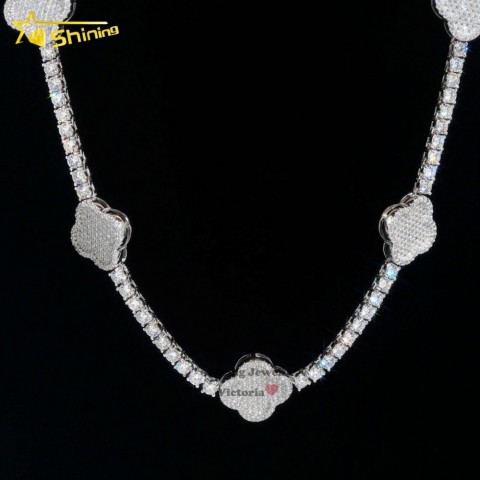 Pass Tester Fashion VVS Moissanite Twisted Chain Necklace, 18K Gold Plated, Unisex