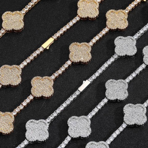 Pass Tester Fashion VVS Moissanite Twisted Chain Necklace, 18K Gold Plated, Unisex