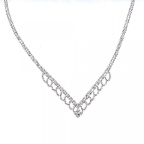 Charming White Gold Peridot Chokers Necklace for Women