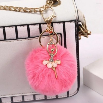 Cute Fluffy Pompom Keychain for Boys - Rhinestone Dancer Keyring