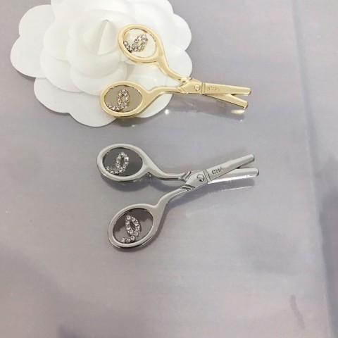 Cute Alloy Letter Scissors Brooch with Crystal for Women