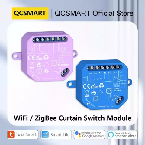 QCSMART Smart ZigBee WiFi Window Roller Shutter with Tuya & Voice Control
