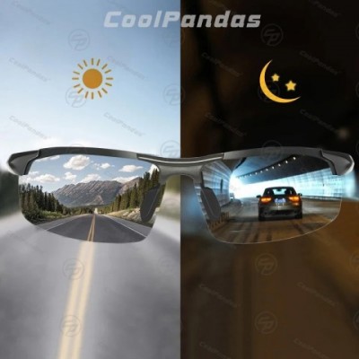 CoolPandas Men's Outdoor Sport Rimless Polychromic Sunglasses - Day & Night Adaptive