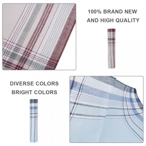 Handkerchiefs 10-Piece Set for Men - Multicolor Plaid Stripe Cotton Pocket Towels
