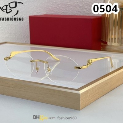 Titanium Alloy Designer Reading Glasses for Men and Women with Square Lenses and Leopard Head Detail