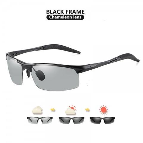 CoolPandas Men's Outdoor Sport Rimless Polychromic Sunglasses - Day & Night Adaptive
