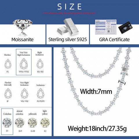 New Arrival Unisex Iced Out 7mm Sterling Silver Moissanite Cross Necklace