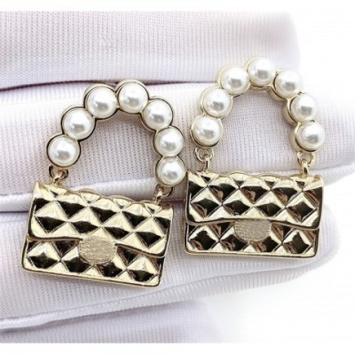 Pearl Brand Women's High-Quality Gold Plated Fashion Earrings with Silver Charm