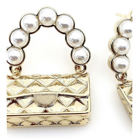 Pearl Brand Women's High-Quality Gold Plated Fashion Earrings with Silver Charm