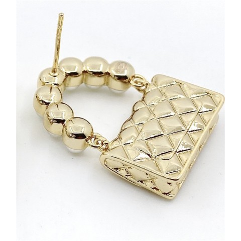 Pearl Brand Women's High-Quality Gold Plated Fashion Earrings with Silver Charm