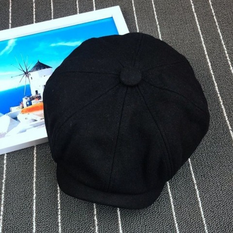 Large Wool Beret Winter Hat for Big Head Men in Camel Gray