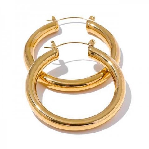 Yhpup Anti-Allergic Stainless Steel Elegant Round Hoop Earrings for Women