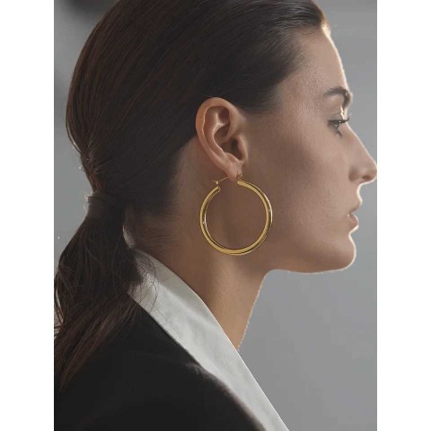 Yhpup Anti-Allergic Stainless Steel Elegant Round Hoop Earrings for Women