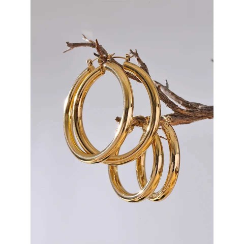 Yhpup Anti-Allergic Stainless Steel Elegant Round Hoop Earrings for Women