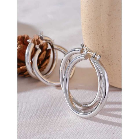Yhpup Anti-Allergic Stainless Steel Elegant Round Hoop Earrings for Women