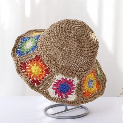 Fishermans Women's Multifunction Stingy Brim Straw Hat with Flower Design UV Protection