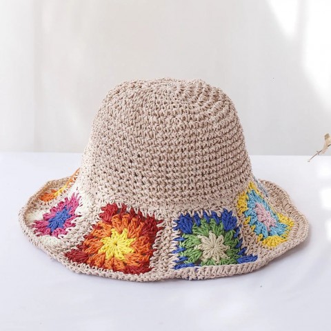Fishermans Women's Multifunction Stingy Brim Straw Hat with Flower Design UV Protection