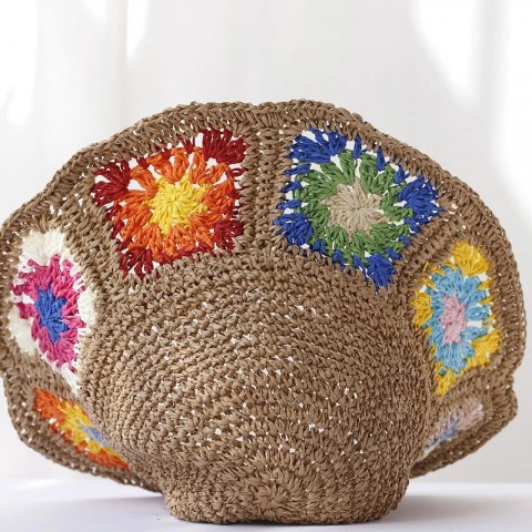 Fishermans Women's Multifunction Stingy Brim Straw Hat with Flower Design UV Protection