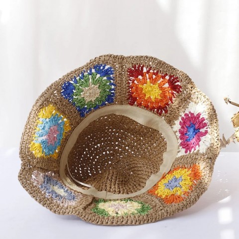 Fishermans Women's Multifunction Stingy Brim Straw Hat with Flower Design UV Protection
