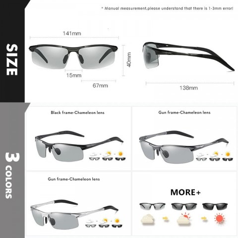 CoolPandas Men's Outdoor Sport Rimless Polychromic Sunglasses - Day & Night Adaptive