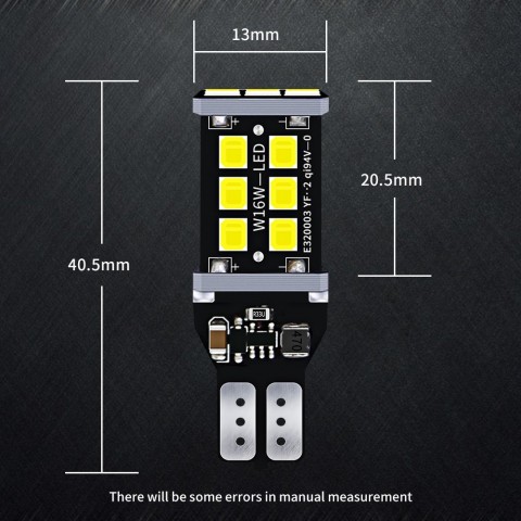 2x LED Reverse Lights for Opel Insignia A/B, Meriva B, Mokka/Mokka X 2012-2021 W16W T15 Canbus