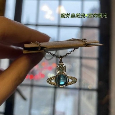 Vivien Westwood Inspired Empress Dowager Ci Xi Blue Planet Necklace for Women