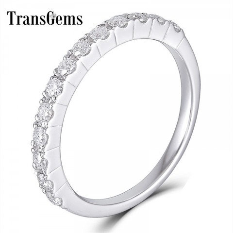 Transgems Women's White Gold 0.48CTW Moissanite Half Eternity Ring