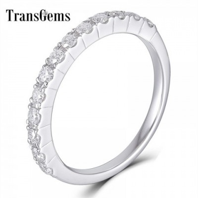 Transgems Women's White Gold 0.48CTW Moissanite Half Eternity Ring