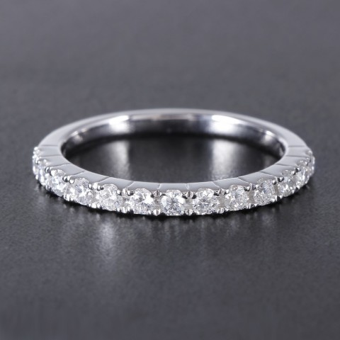 Transgems Women's White Gold 0.48CTW Moissanite Half Eternity Ring