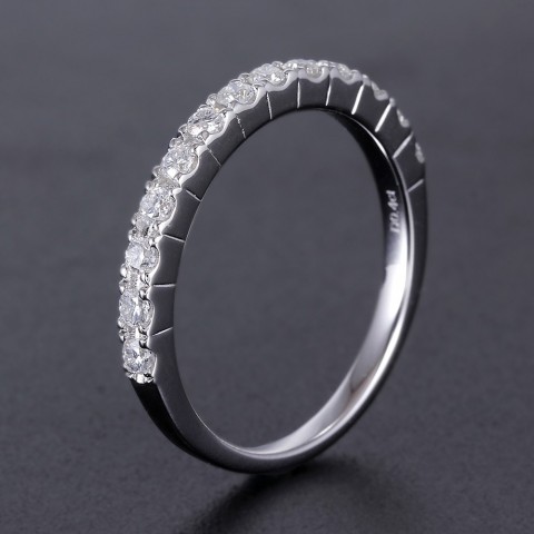 Transgems Women's White Gold 0.48CTW Moissanite Half Eternity Ring