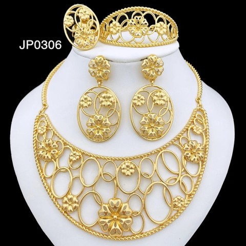 Luxurious Gold Plated Jewelry Set for Elegant Women's Wedding & Prom