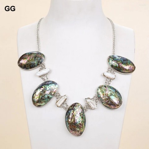 Elegant 20mm Biwa Pearl Paua Abalone Shell Pendant Necklace for Women