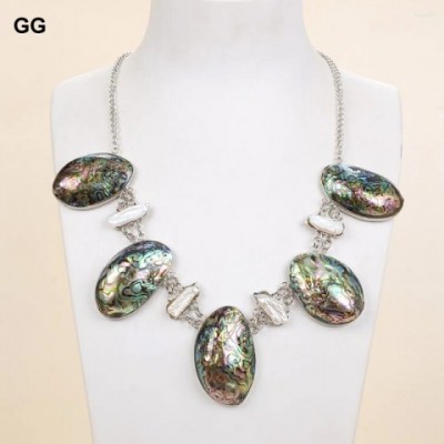 Elegant 20mm Biwa Pearl Paua Abalone Shell Pendant Necklace for Women