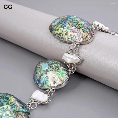 Elegant 20mm Biwa Pearl Paua Abalone Shell Pendant Necklace for Women