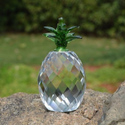 EKqming 1PC Crystal Glass Pineapple Feng Shui Figurine Home Decoration Party Gift