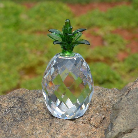 EKqming 1PC Crystal Glass Pineapple Feng Shui Figurine Home Decoration Party Gift