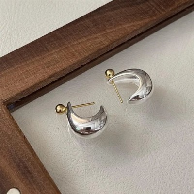 YES S925 Sterling Silver & Gold Bohemian Arc Earrings for Women