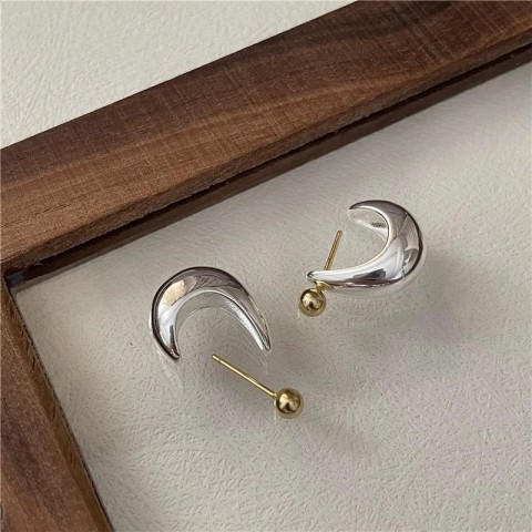 YES S925 Sterling Silver & Gold Bohemian Arc Earrings for Women