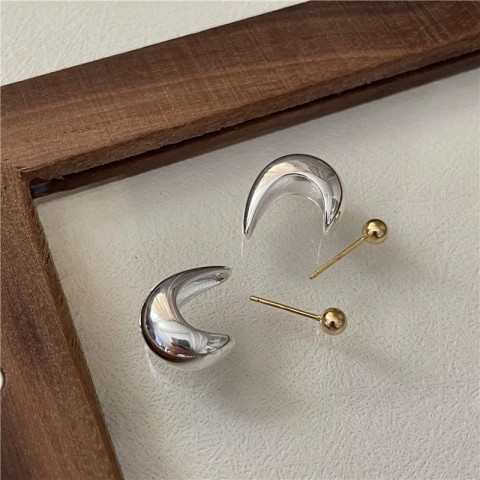 YES S925 Sterling Silver & Gold Bohemian Arc Earrings for Women