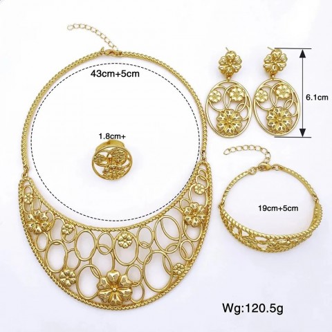 Luxurious Gold Plated Jewelry Set for Elegant Women's Wedding & Prom