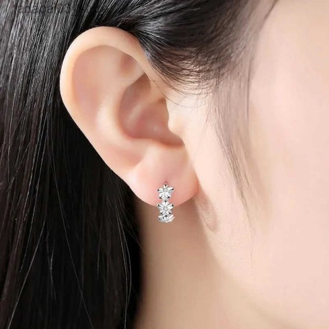 Yeah Stud Earrings for Women, High Quality Sterling Silver with Crystal Zirconia Flowers