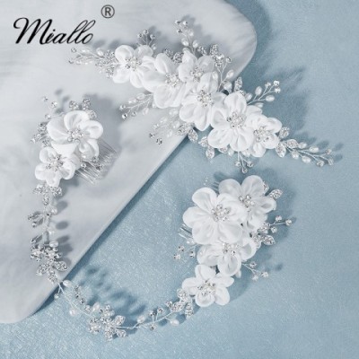 Elegant Handmade Silver Flower Hair Combs for Brides