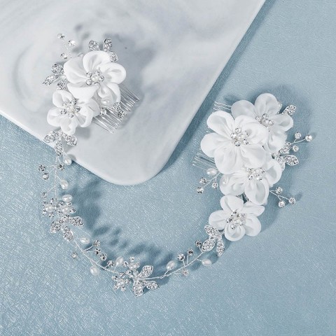 Elegant Handmade Silver Flower Hair Combs for Brides