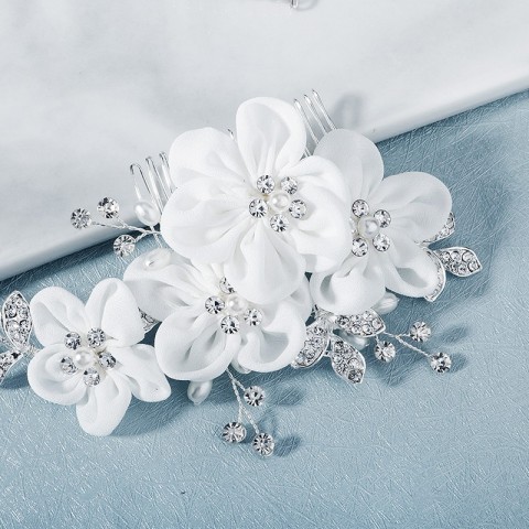 Elegant Handmade Silver Flower Hair Combs for Brides